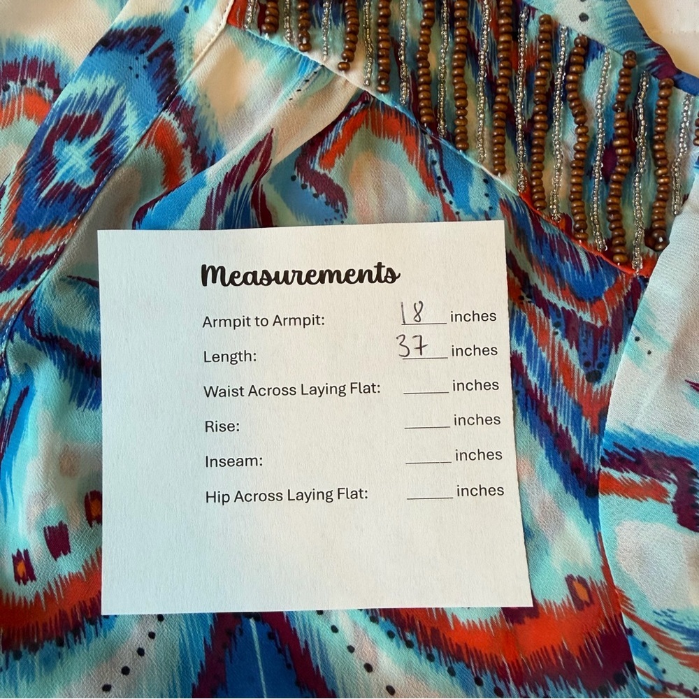 2/$30 bebe Vibrant Blue and Red Print Cardigan Kimono Cover-Up Beaded Detail - Picture 11 of 12